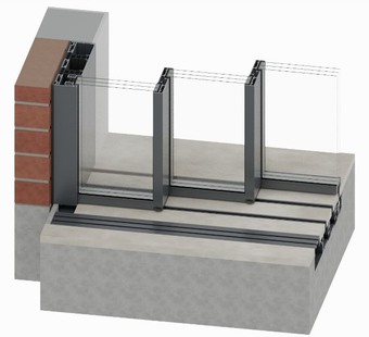 Triple glazed · 3-track invisible threshold with gully · Trolleys