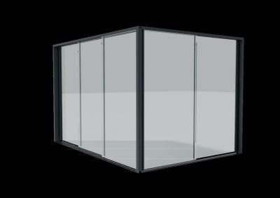 3D render of an aluminium corner sliding door by Architectural Vision Systems