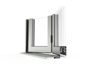 Section through a triple-glazed aluminium bifold