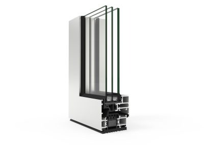 Section through the COR 70 hidden-sash window